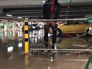 Crossdresser selfexposed at public parking lot