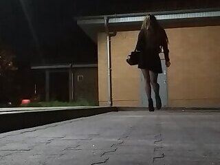 crossdressing sissy walking seducing