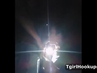 not very decent street slut newbie transsexual sperm on