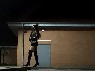 sissy crossdresser sexy walk on street