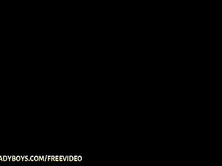 Brunette asian ladyboy with a big cock gets missionary fucked in bed till facial