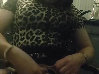 Crossdresser cums while smoking