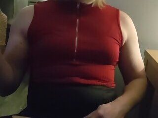 Crossdresser smoking and showing knickers