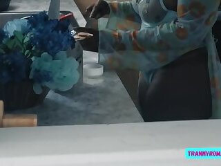 ebony shemale maid couple blowjob