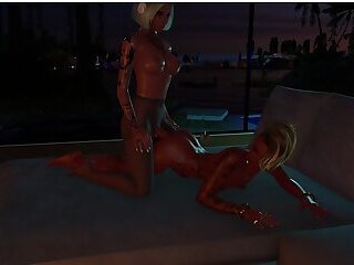 Slave tgirls have sex at lake