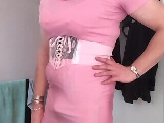 Crossdresser Holly&#39;s got a cute little skirt bulge