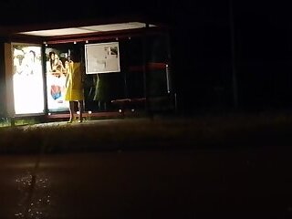 Bus stop in the night