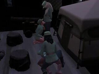 2 army futas fuck 2 guys