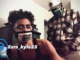 Ebony crossdresser Femboy Ezra_Kyle25 gets fucked in lingerie by hunky DL BBC Muscle Daddy
