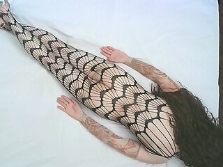 My Video 389: Mona Khan Posing For You On Bed In Fishnet