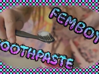 4k  Femboy cums onto toothbrush TOOTHPASTE! (Teaser)