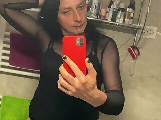 Mature Crossdresser in Bathroom