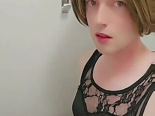 Annemieke in public toilet and sneaked to ladies room for anal play - Request