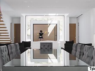 Sexy maid Spencer Bradley fuck rich TS Ember Fiera