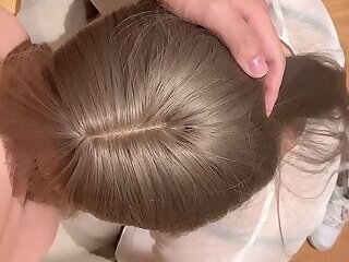 asian sissy with beautiful makeup blowjob