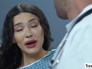 Shy TS patient enjoy sucking n riding doctors dick
