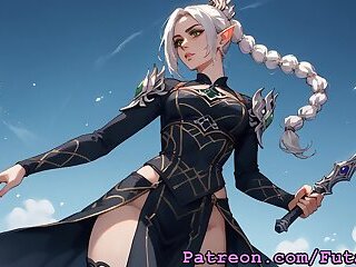 Futanari Shadowheart Masturbating and Self-Suck BG3