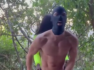 Ebony tranny domina fucks a dude outside risky fuck