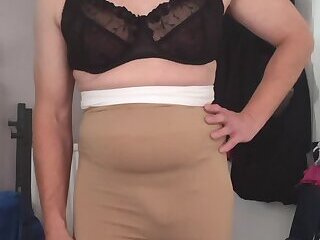 Skirt bulge and cock show