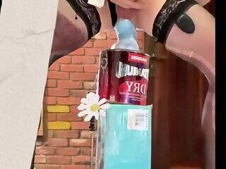 Super hot tranny benito414  rides a huge blue  dildo