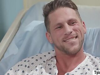 Smart patient bareback fucks TS nurse ass for free
