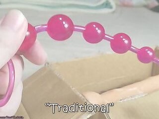 Cute tranny DaniTheCutie tries using traditional anal beads on her pretty lil butt
