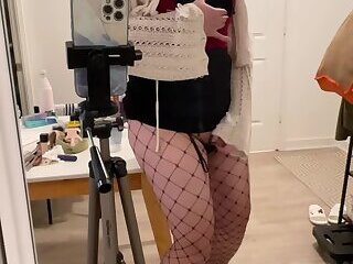 gorgeous asian femboy rides big dildo cum twice