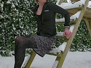 Fucking dildo in the snow