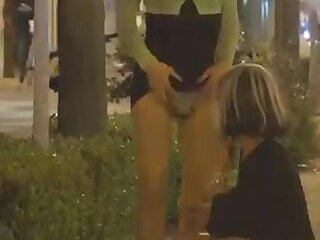 RISKY PUBLIC HEAD IN FRONT OF PEOPLE WALKING