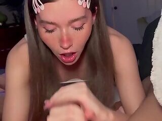 Snowbunny Inhales BBC & Slaps It On Her Face Until It Explodes Cum On Her Pink Pretty Mouth