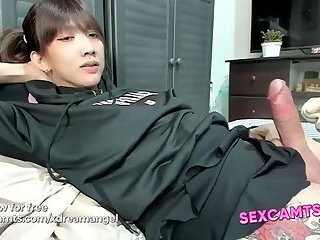 Asian Trans Black Hoodie Bed Hand Play