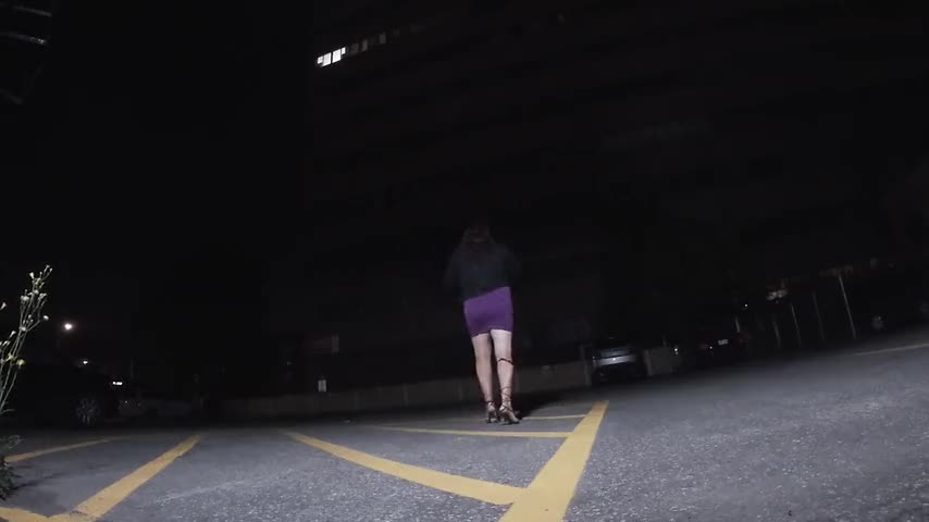 Cheap CD sissy Slut outdoors at night wearing Heels hopes to find a client whoring for dicks