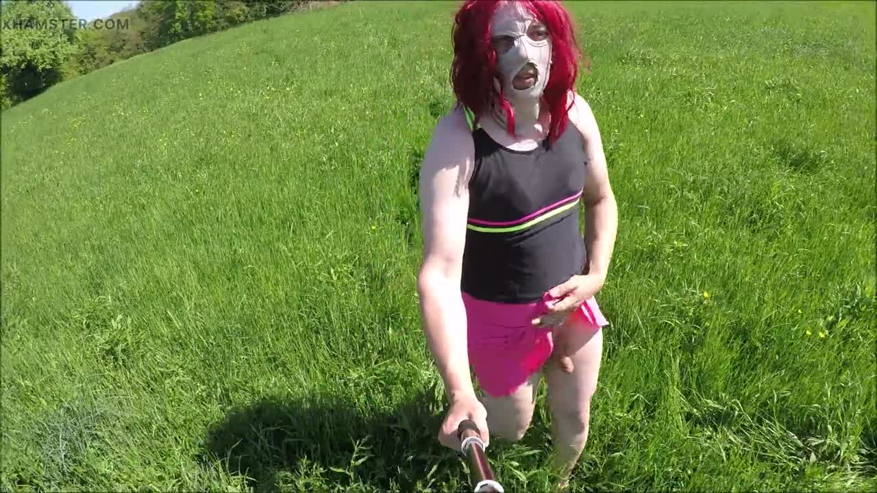 walk with my pink dress. I end up with a big ejaculation on my top
