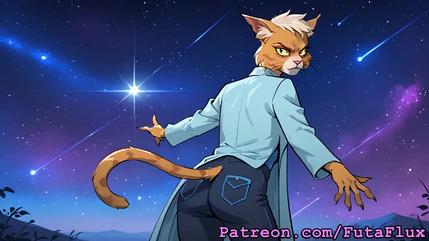 Futanari T'ana from Star Trek masturbating