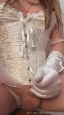 Sissy crossdresser femboy BDSM slut fucks herself