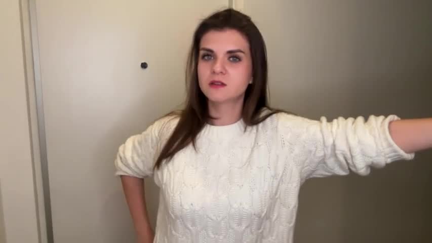 Stepson saw Stepmother’s Big Cumshot through pants in the office