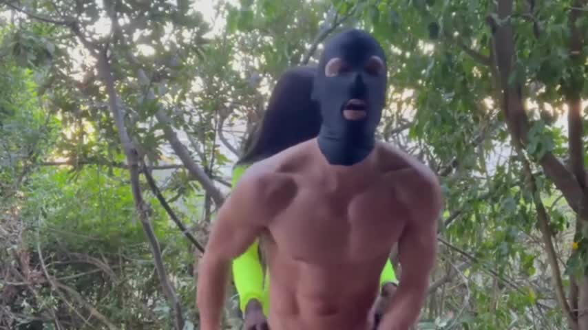 Ebony tranny domina fucks a dude outside risky fuck