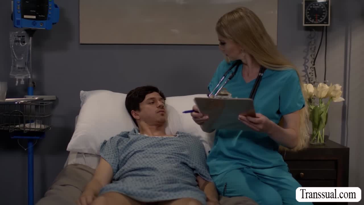 Big cock patient sucked and ride by horny TS nurse