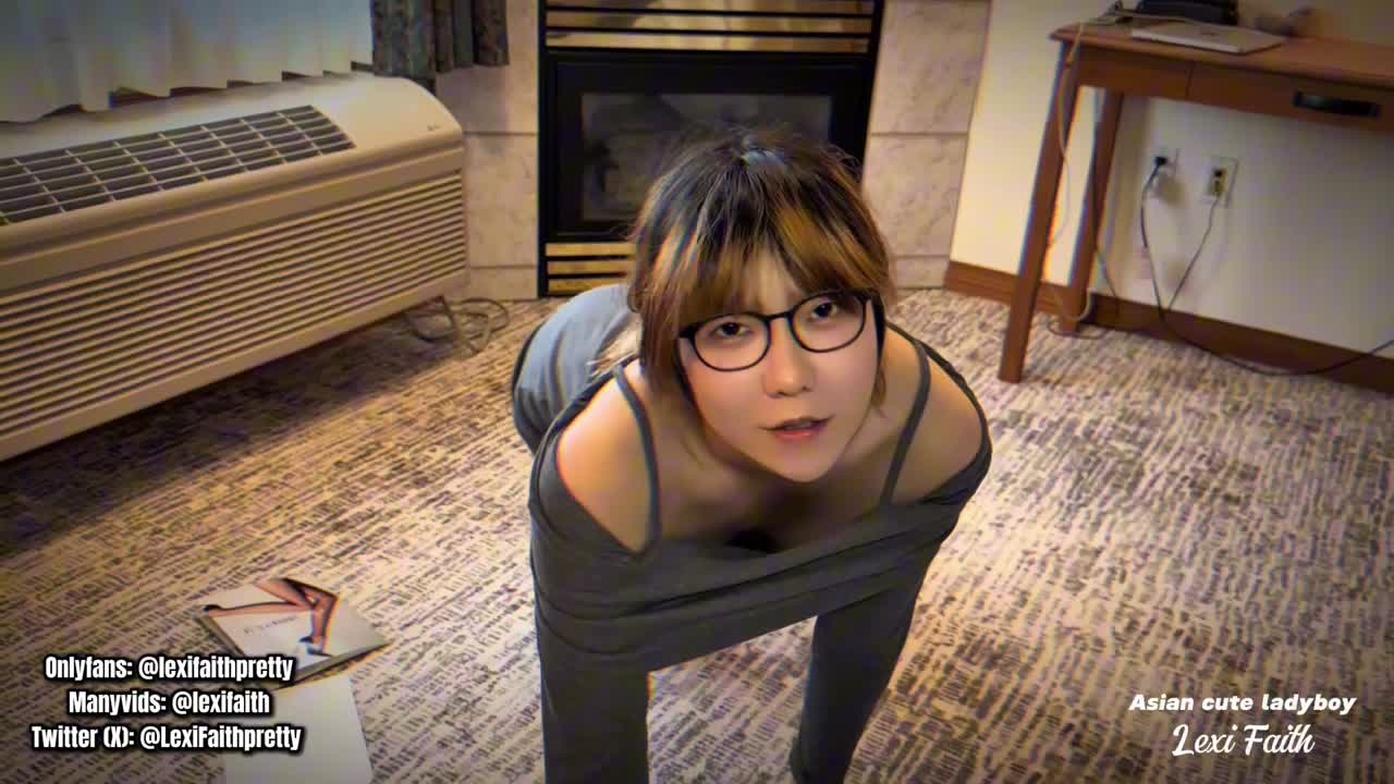 Femboy Lexi Faith sexy pantyhose, footjob, cumshot