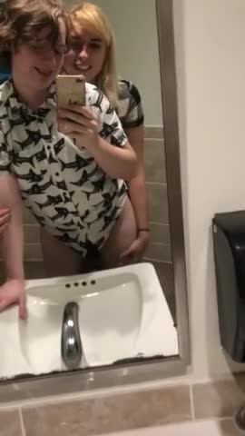 Trans girl fucks sissy boy in bathroom