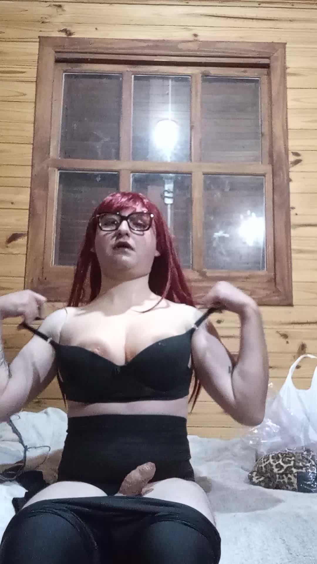 Sissy red-head masturbate